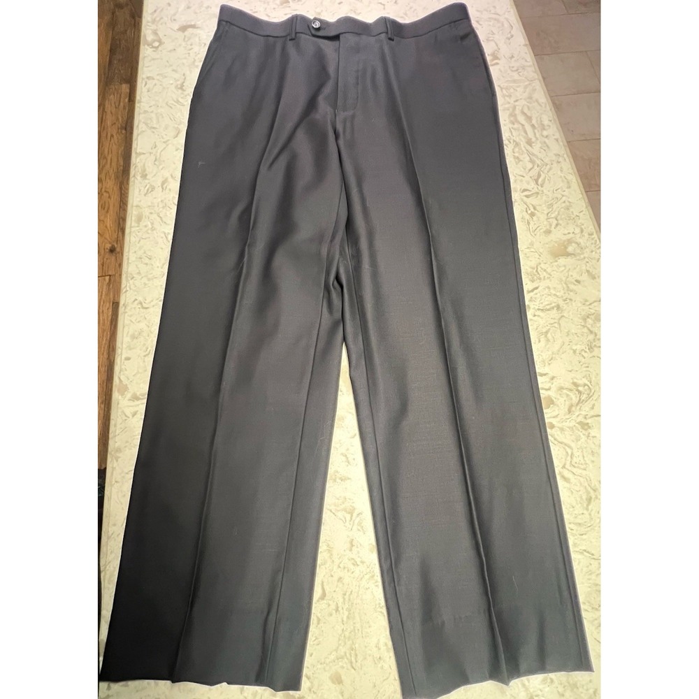 Tiglio Luxe Italy Mens 36R Super 150s Wool Black Pants 34x29 Hemmed Lana Merinos